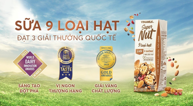 Sữa 9 loại hạt Vinamilk Super Nut "ẵm" trọn ba giải thưởng quốc tế