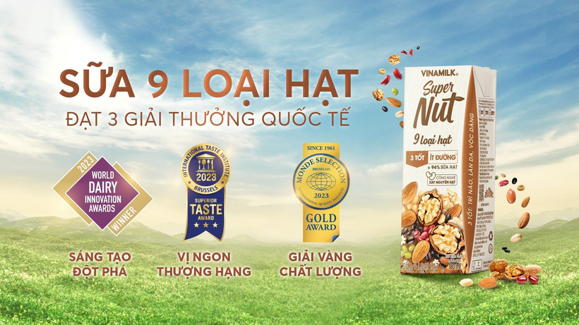 Sữa 9 Loại Hạt Vinamilk Super Nut dành 3 giải thưởng quốc tế (Ảnh: Vinamilk)