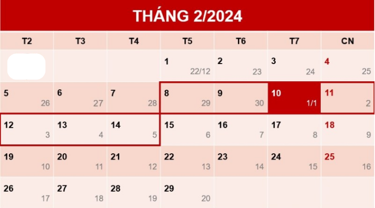 Thống nhất phương án nghỉ Tết Nguyên đán 2024 kéo dài 7 ngày