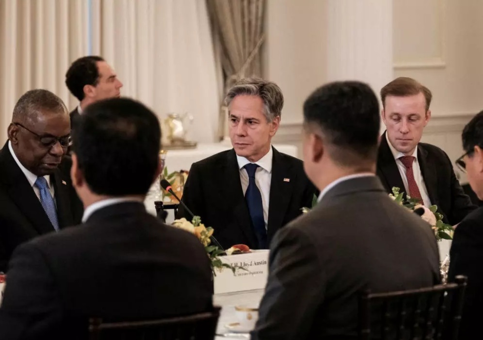 Biển Đông là chủ đề thảo luận giữa các Bộ trưởng Quốc phòng, Bộ trưởng Ngoại giao cùng cố vấn an ninh Mỹ, Philippines tại Washington ngày 12/4. (Nguồn: AP)