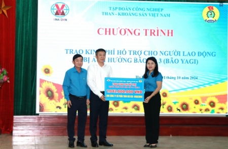 TKV trao hơn 1 tỷ đồng hỗ trợ người lao động Than Núi béo bị ảnh hưởng bởi bão số 3