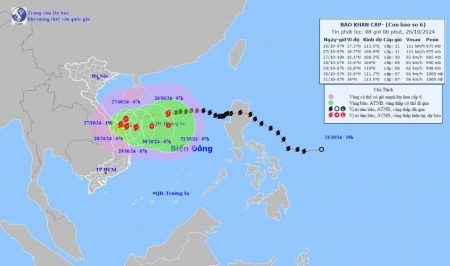 Bão Trami giật cấp 14, di chuyển nhanh về vùng biển Trung Trung Bộ