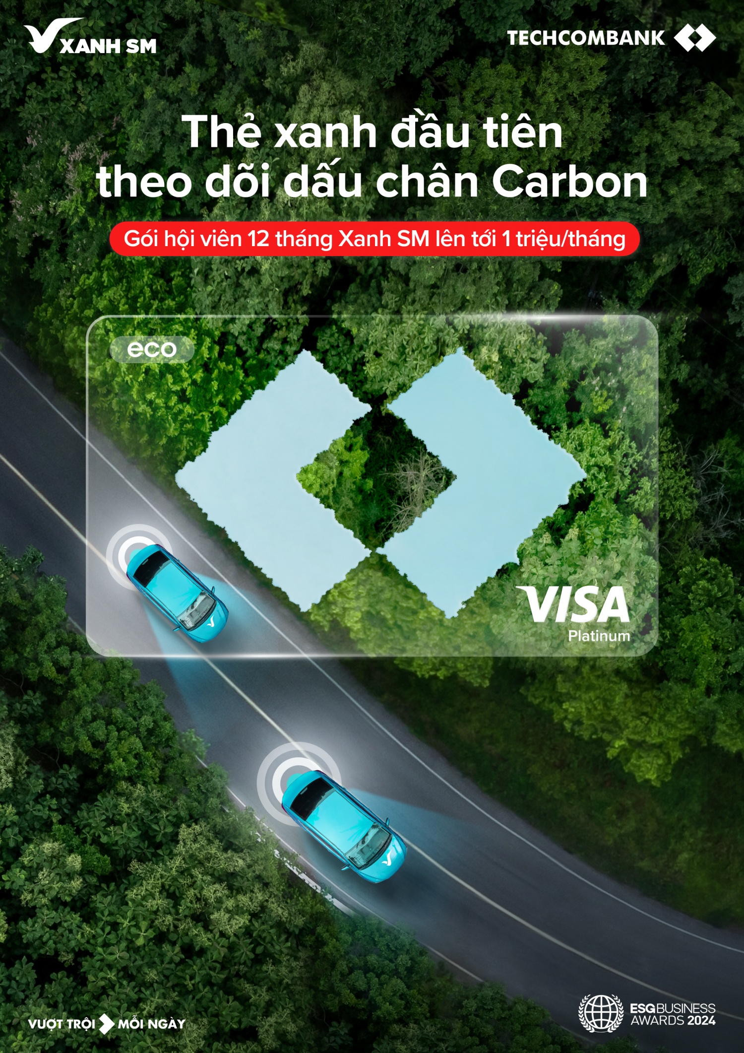 Techcombank Visa Eco: Thẻ xanh đầu tiên theo dõi dấu chân carbon cho bạn tiến bước sống xanh mỗi ngày