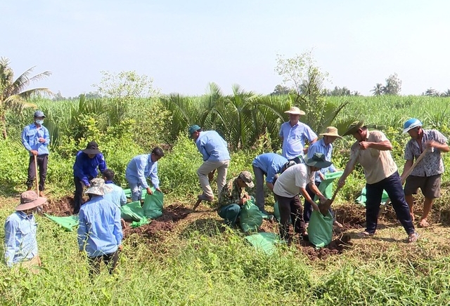 Sóc Trăng: Huy động cả trăm người hỗ trợ huyện cù lao ứng phó với triều cường