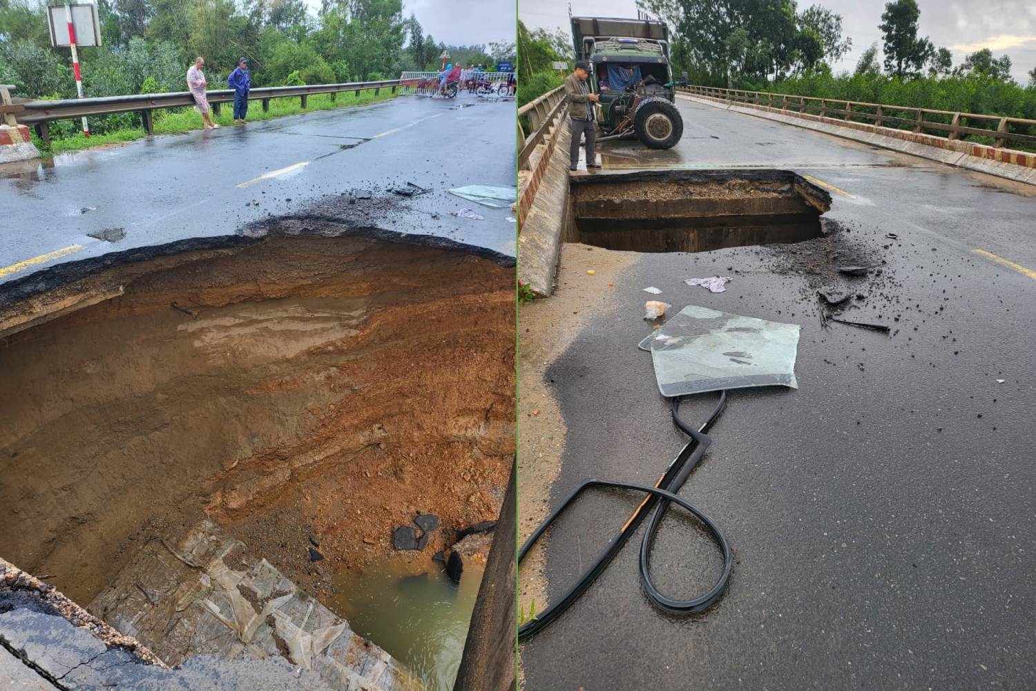 Quảng Nam: Hố tử thần xuất hiện trên cầu tại quốc lộ 14B sau mưa lớn