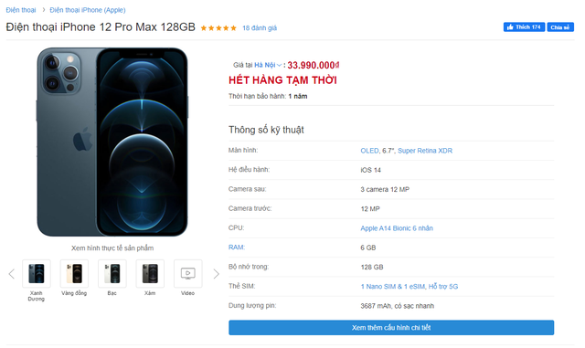 Gần 2 tháng về Việt Nam, iPhone 12 Pro Max vẫn liên tục "cháy hàng"