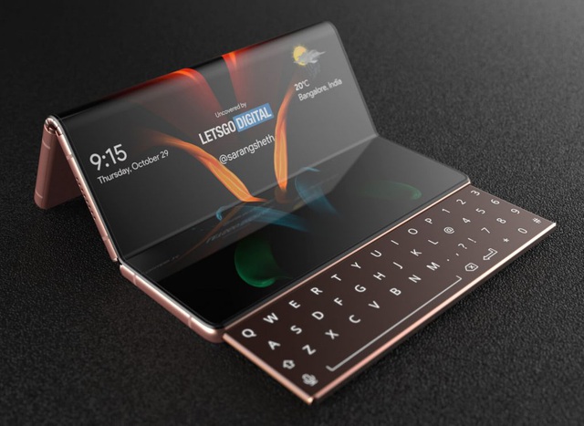 Độc đáo ý tưởng smartphone màn hình gập với bàn phím trượt của Samsung - 3