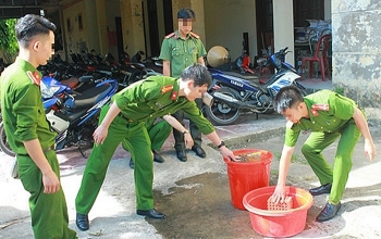 Dùng gạch đập pháo, cán bộ tiêu hủy vật chứng bị thương