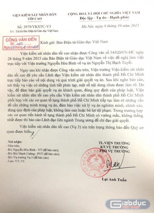 vien ksnd toi cao len tieng sau loat bai cua bao dien tu giao duc viet nam