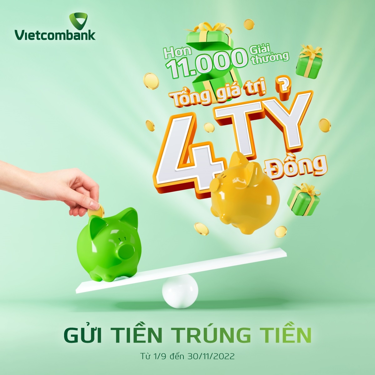 Cơ hội trúng 600 triệu đồng khi gửi tiết kiệm tại Vietcombank