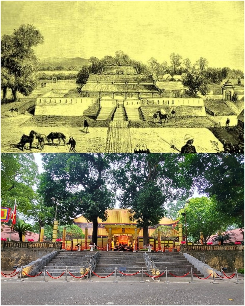 Điện Kính Thiên được xây dựng năm 1428 thời Lê, trên nền Điện Càn Nguyên thời Lý, Điện Thiên An thời Lý - Trần. Đến thời Nguyễn, vua Gia Long cho xây dựng một toà thành mới theo kiểu Vauban, Điện Kính Thiên thời Lê vẫn là trung tâm của khu Hành cung thời Nguyễn, mặc dù quy mô đã thu hẹp hơn trước. Năm 1841, nhà Nguyễn đổi tên là Điện Long Thiên. Năm 1886, người Pháp đã phá toà Điện này để xây dựng Sở chỉ huy phaó binh quân đội Pháp. Điện Kính Thiên được xây dựng năm 1428 thời Lê, trên nền Điện Càn Nguyên thời Lý, Điện Thiên An thời Lý - Trần. Đến thời Nguyễn, vua Gia Long cho xây dựng một toà thành mới theo kiểu Vauban, Điện Kính Thiên thời Lê vẫn là trung tâm của khu Hành cung thời Nguyễn, mặc dù quy mô đã thu hẹp hơn trước. Năm 1841, nhà Nguyễn đổi tên là Điện Long Thiên. Năm 1886, người Pháp đã phá toà Điện này để xây dựng Sở chỉ huy phaó binh quân đội Pháp.