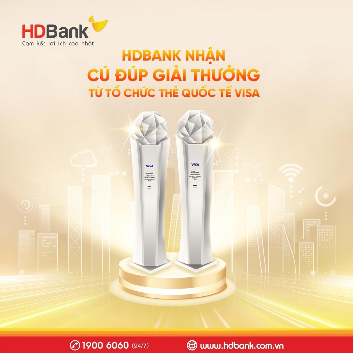 HDBank nhận hai giải thưởng từ Tổ chức thẻ quốc tế Visa