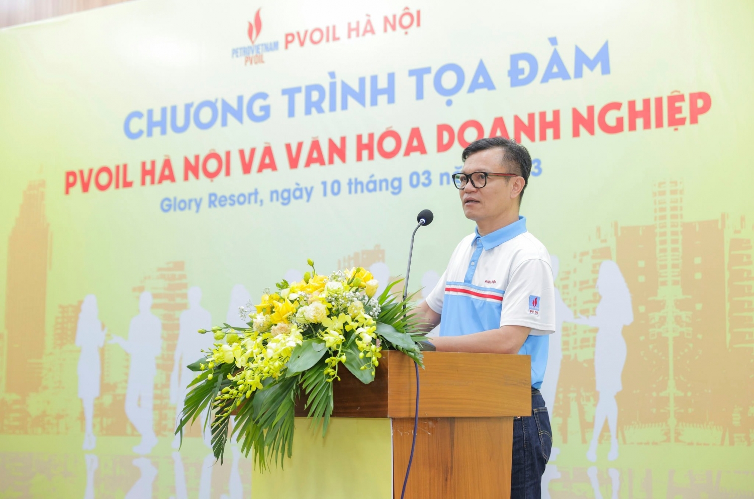 Ông Vũ Hoài Lam, Phó Tổng Giám đốc Tổng Công ty Dầu Việt Nam, Chủ tịch Hội đồng Quản trị Công ty chia sẻ về những định hướng cụ thể để phát triển văn hóa doanh nghiệp trong thời gian tới ở PVOIL Hà Nội.