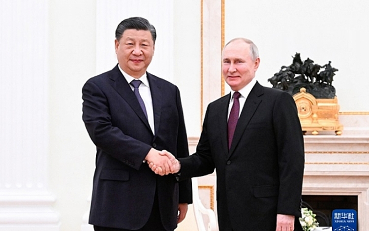 Chủ tịch Trung Quốc Tập Cận Bình gặp Tổng thống Nga Vladimir Putin ngày 20/3. 