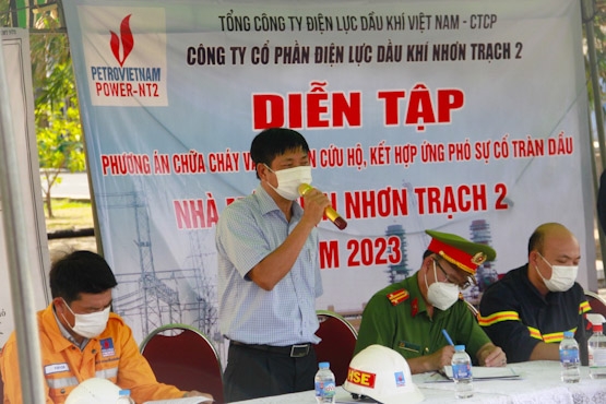 Ông Nguyễn Trung Thu – Phó Giám đốc NT2 phát biểu tổng kết sau buổi diễn tập
