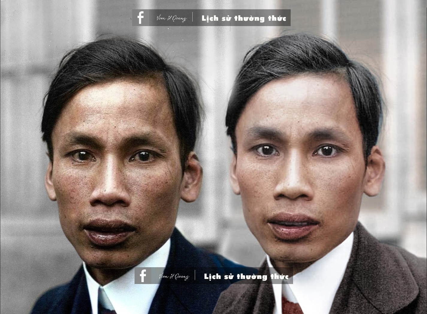 Phục chế màu ảnh Nguyễn Ái Quốc, 31 tuổi, ảnh chụp năm 1921 tại Marseille, Pháp.