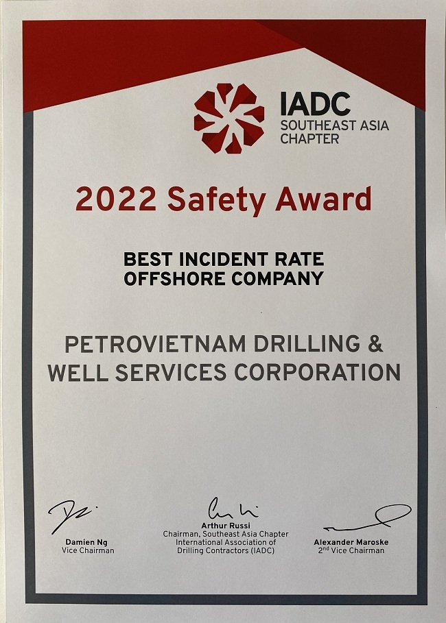 PV Drilling nhận hai giải thưởng quốc tế về thành tích an toàn