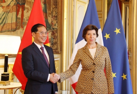 Bộ trưởng Ngoại giao Bùi Thanh Sơn hội đàm với Bộ trưởng châu Âu và Ngoại giao Pháp