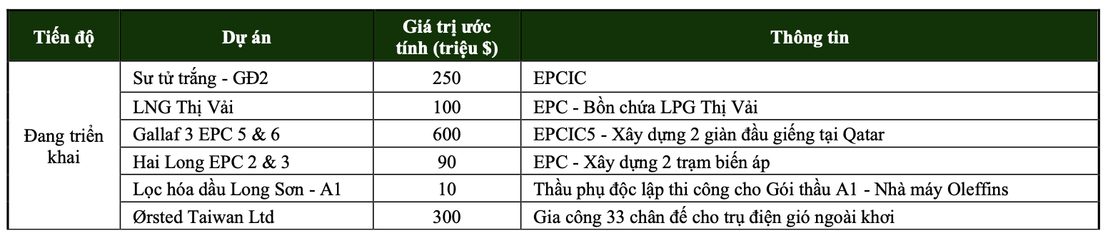 Các dự án của Dịch vụ Kỹ thuật Dầu khí Việt Nam PTSC