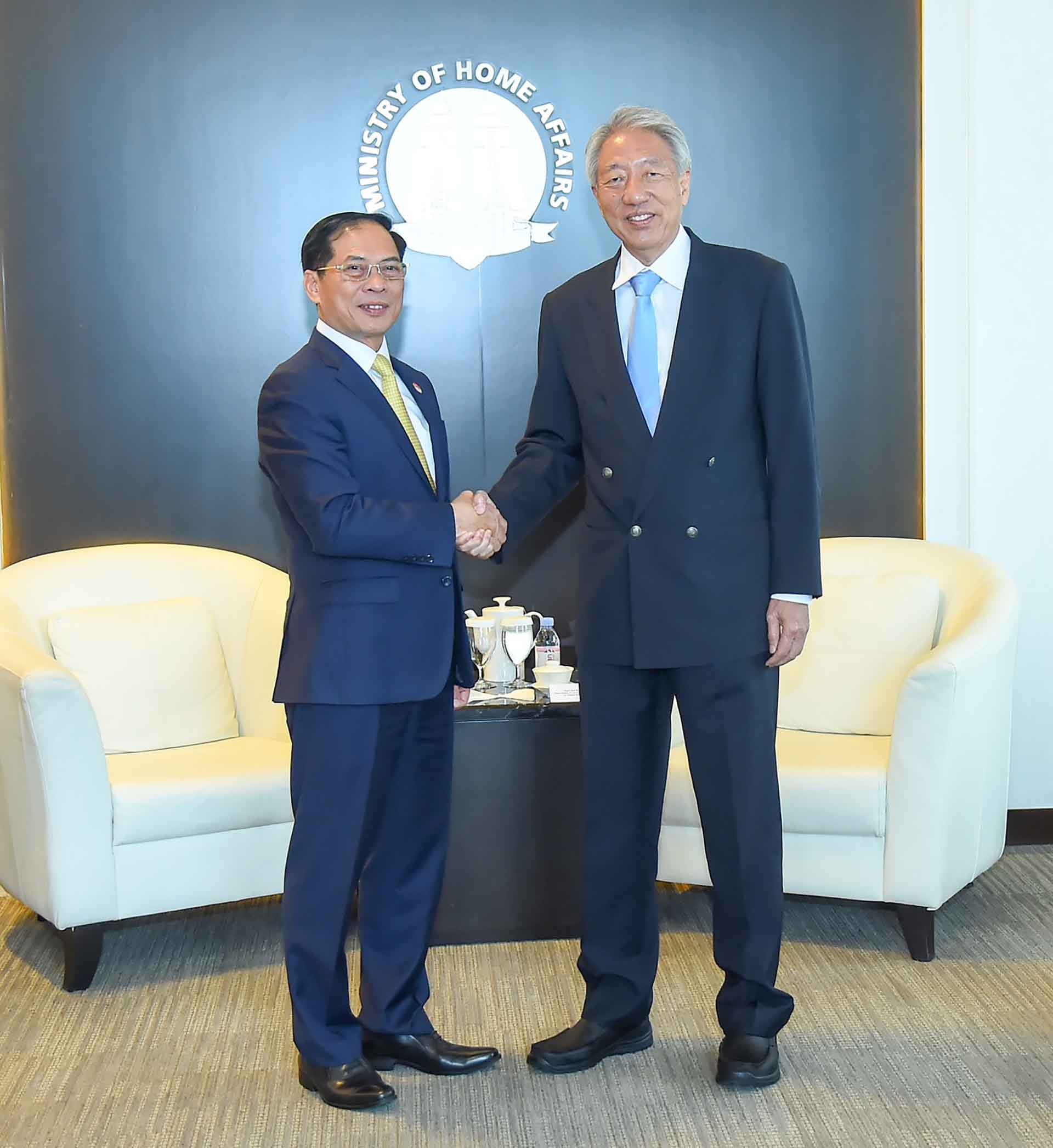 Bộ trưởng Ngoại giao Bùi Thanh Sơn hội kiến với Bộ trưởng cao cấp Singapore Tiêu Chí Hiền