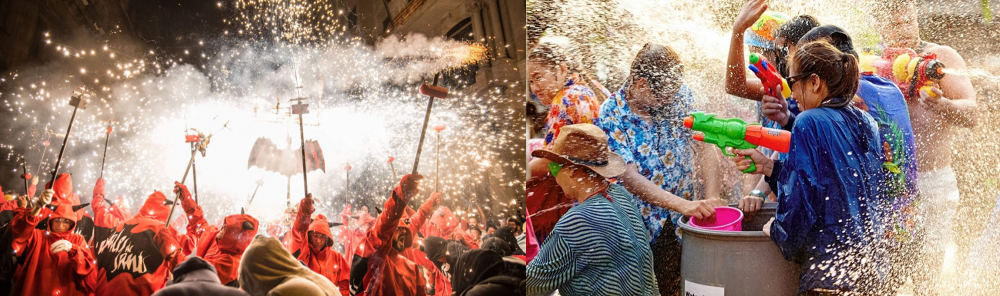 Lễ hội La Merce, bữa tiệc đường phố độc đáo của người Tây Ban Nha hay lễ hội té nước Songkran được đông đảo du khách yêu thích  (Nguồn: sưu tầm Internet)