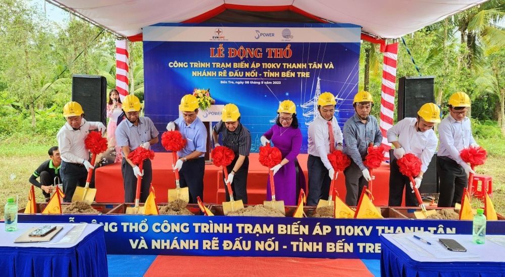 Bến Tre: Động thổ công trình Trạm biến áp 110kV Thanh Tân và nhánh rẽ