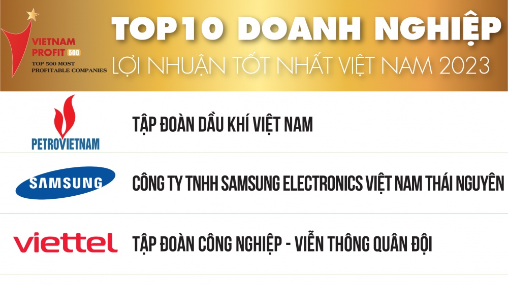 Petrovietnam dẫn đầu Top 10 doanh nghiệp lợi nhuận tốt nhất Việt Nam năm 2023