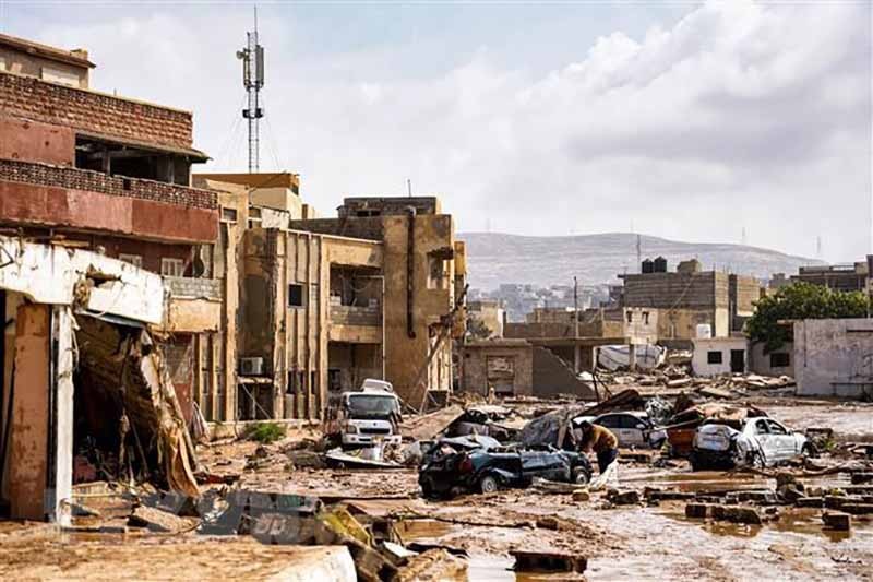 Cảnh tàn phá do bão Daniel tại Derna, Libya, ngày 11/9 (Nguồn: AFP)