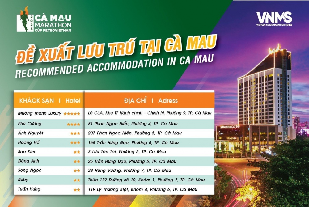 Gợi ‎ý những phương thức di chuyển và điểm lưu trú khi tham gia giải Marathon Cà Mau 2023