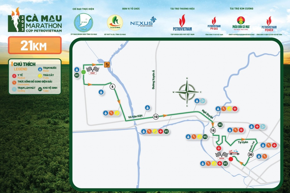 Bản đồ đường chạy cự ly 21km.