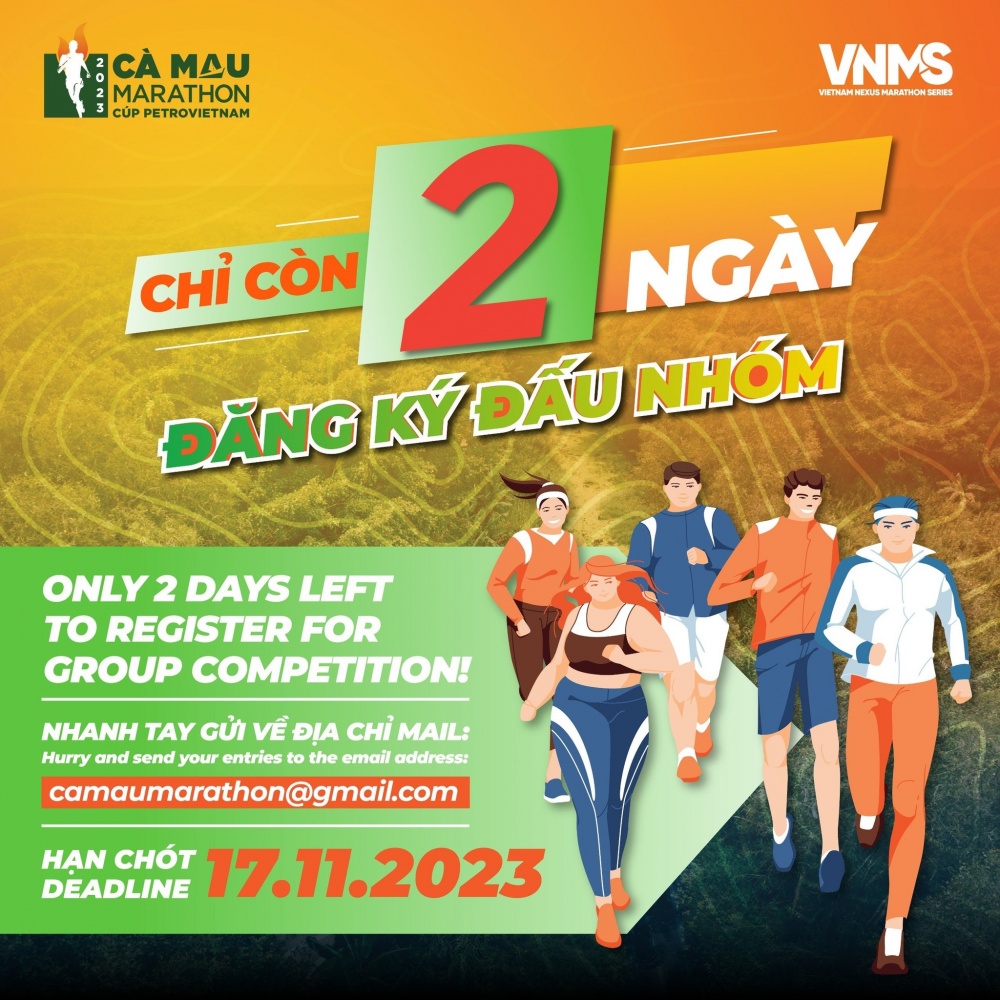 Thời hạn đăng k‎ý thi đấu và nhận logo các CLB/đội nhóm tham gia giải Marathon Cà Mau 2023