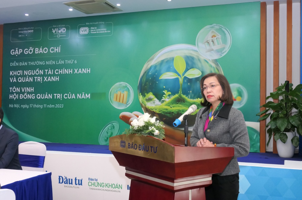bà Hà Thu Thanh - Chủ tịch Hội đồng Quản trị VIOD phát biểu