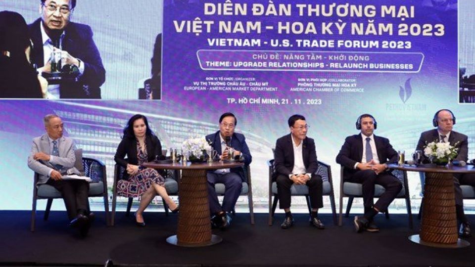 Diễn đàn Thương mại Việt - Mỹ 2023 tại TP.HCM ngày 21/11. ẢNH: TIN TỨC VNA.
