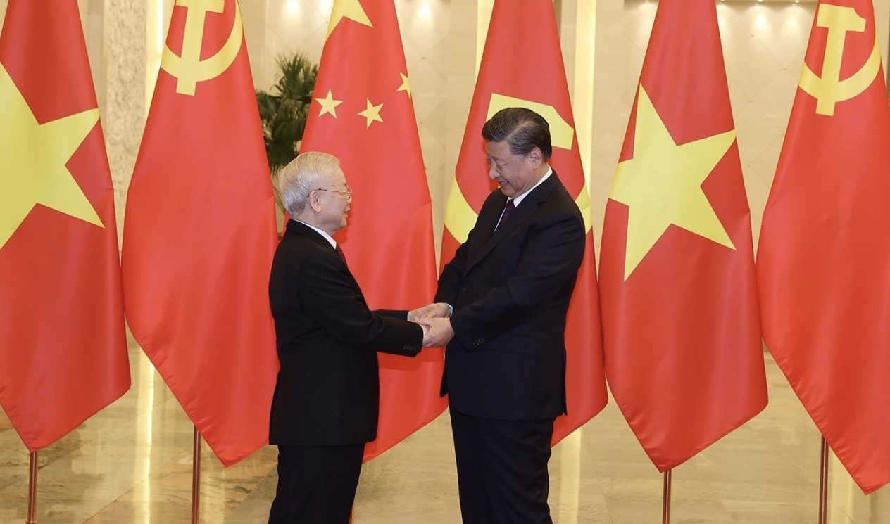 Tổng Bí thư Nguyễn Phú Trọng và Tổng Bí thư, Chủ tịch nước Trung Quốc Tập Cận Bình tại Đại lễ đường Nhân dân, Bắc Kinh vào tháng 10.2022p/TTXVN