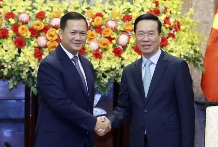 Chủ tịch nước Võ Văn Thưởng tiếp Thủ tướng Campuchia Hun Manet