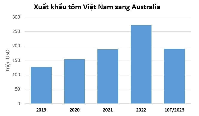 Thị trường Australia ngày càng ưa chuộng tôm Việt Nam