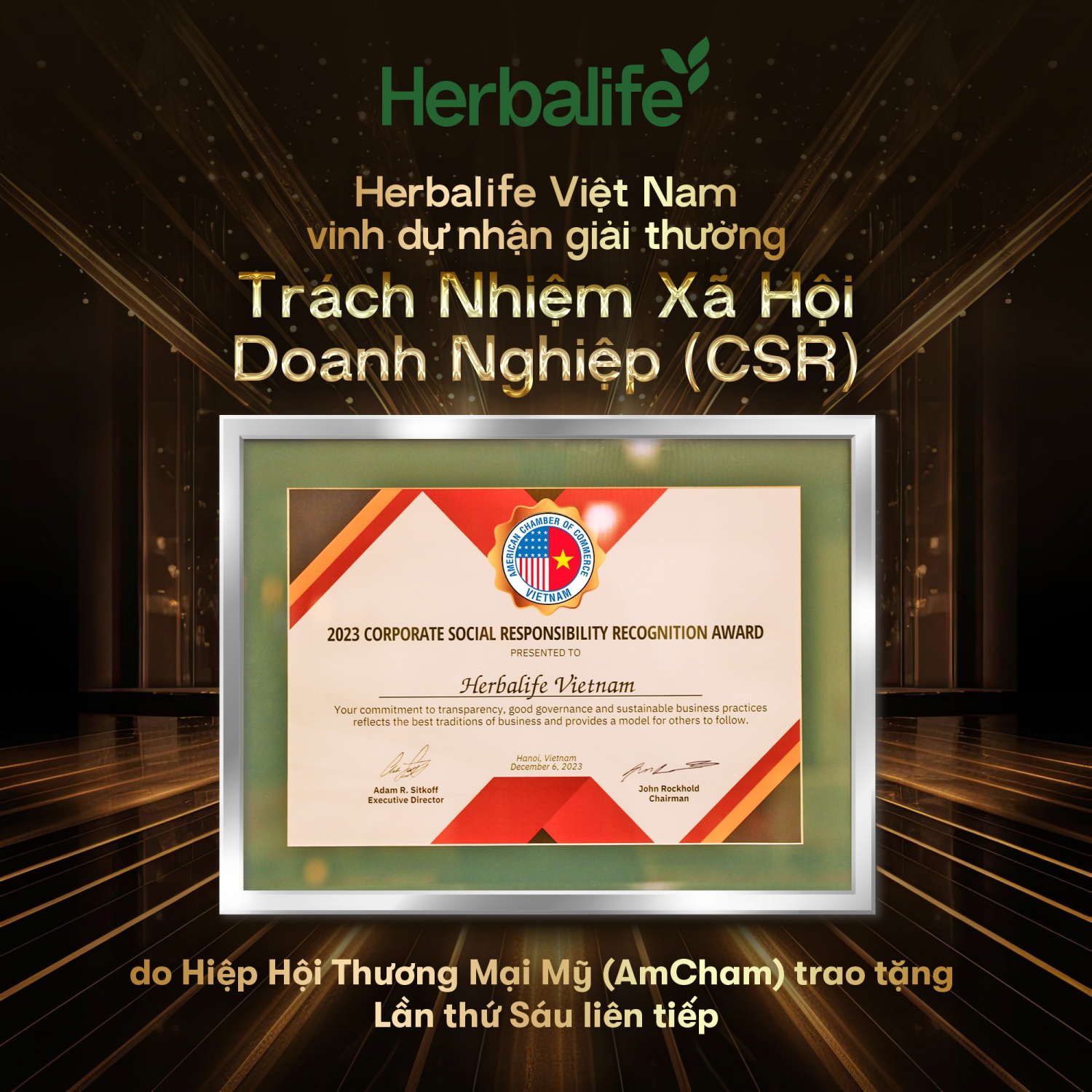 Herbalife Việt Nam liên tiếp nhận được giải thưởng Trách nhiệm Xã hội Doanh nghiệp (CSR)