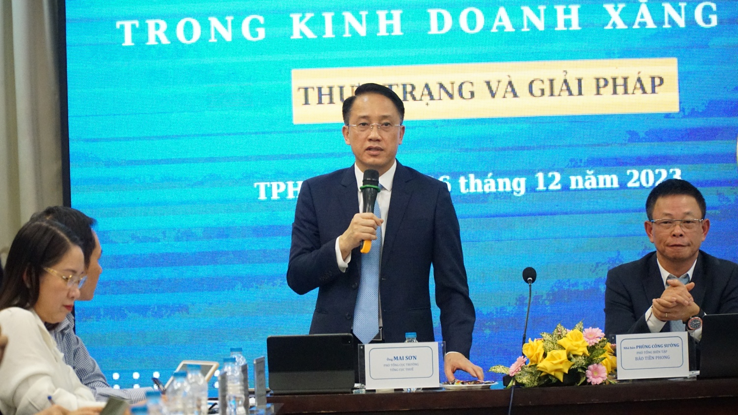 Ông Mai Sơn - Phó Tổng Cục trưởng Tổng Cục Thuế, Bộ Tài chính phát biểu