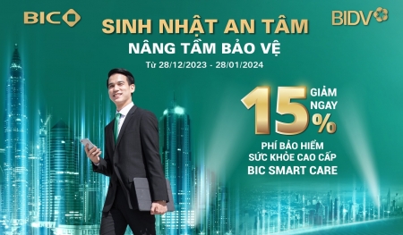 BIC giảm 15% phí bảo hiểm sức khỏe cao cấp BIC Smart Care nhân kỷ niệm 18 năm thành lập