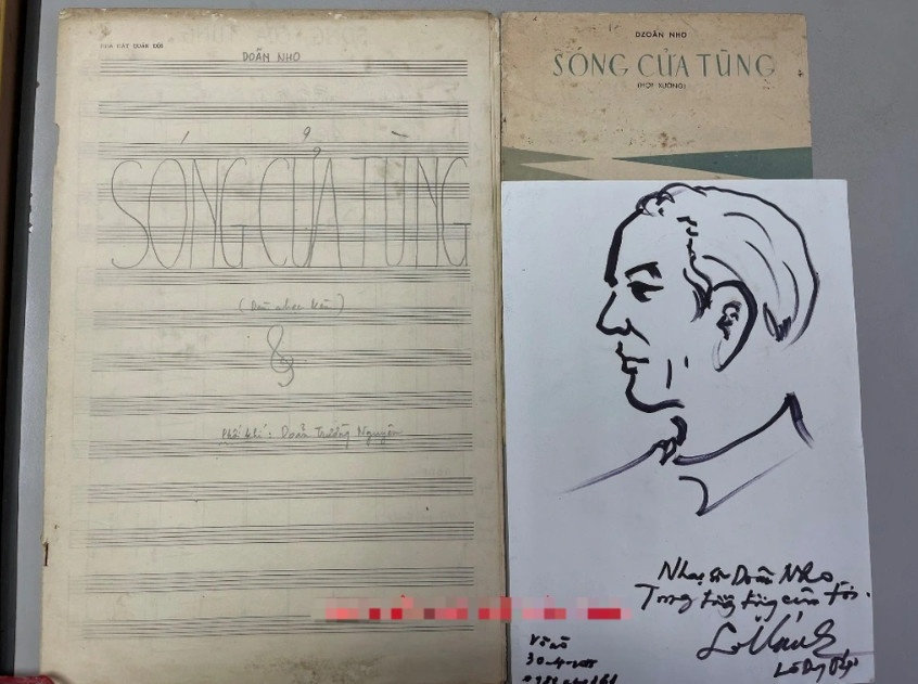 Một số tài liệu gốc những sáng tác của nhạc sĩ Doãn Nho (Ảnh: Trung tâm Lưu trữ quốc gia III).