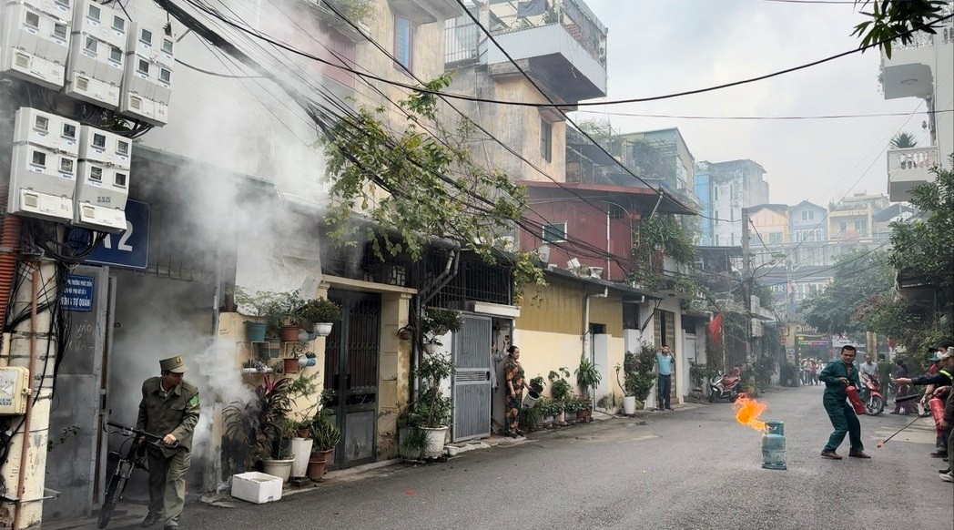 Hà Nội: UBND phường Phúc diễn diễn tập phòng cháy, chữa cháy và cứu nạn, cứu hộ