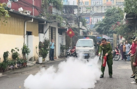 Hà Nội: UBND phường Phúc Diễn diễn tập phòng cháy, chữa cháy và cứu nạn, cứu hộ