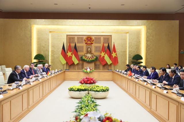 Thủ tướng Chính phủ Phạm Minh Chính hội kiến Tổng thống Đức  Frank-Walter Steinmeier