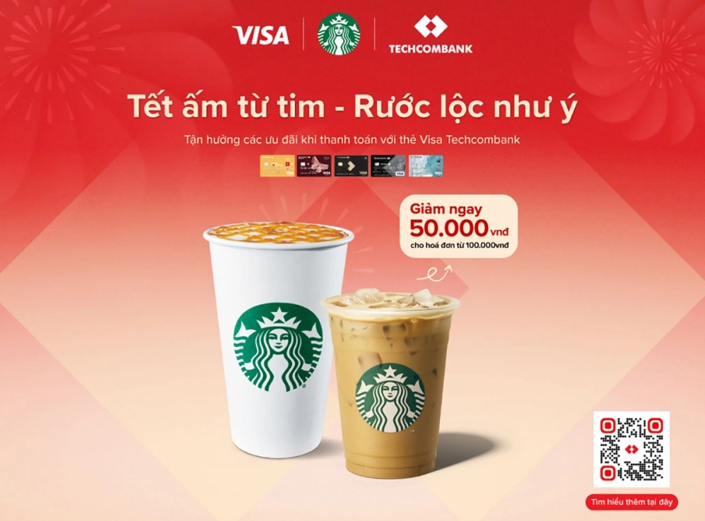 Techcombank hợp tác cùng Starbucks Vietnam đem “Tết ấm từ tim – Rước lộc như ý” tới khách hàng