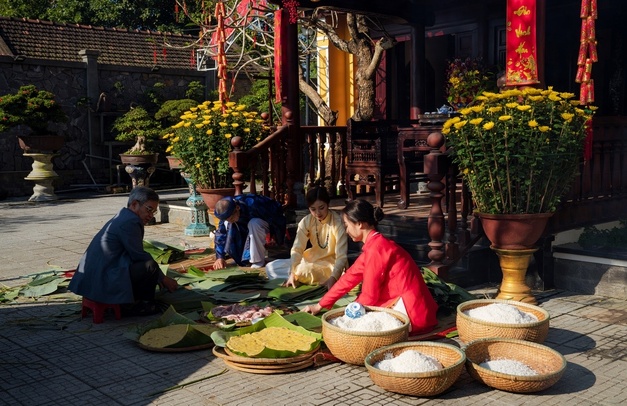 Đậm đà hương vị bánh chưng, bánh tét ngày Tết