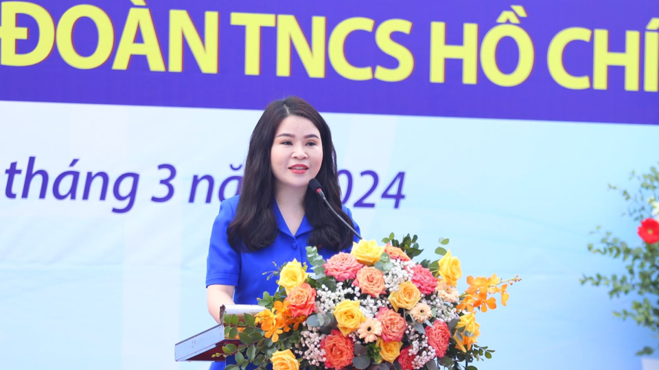 Bí thư Thành đoàn Hà Nội Chu Hồng Minh phát biểu tại chương trình.