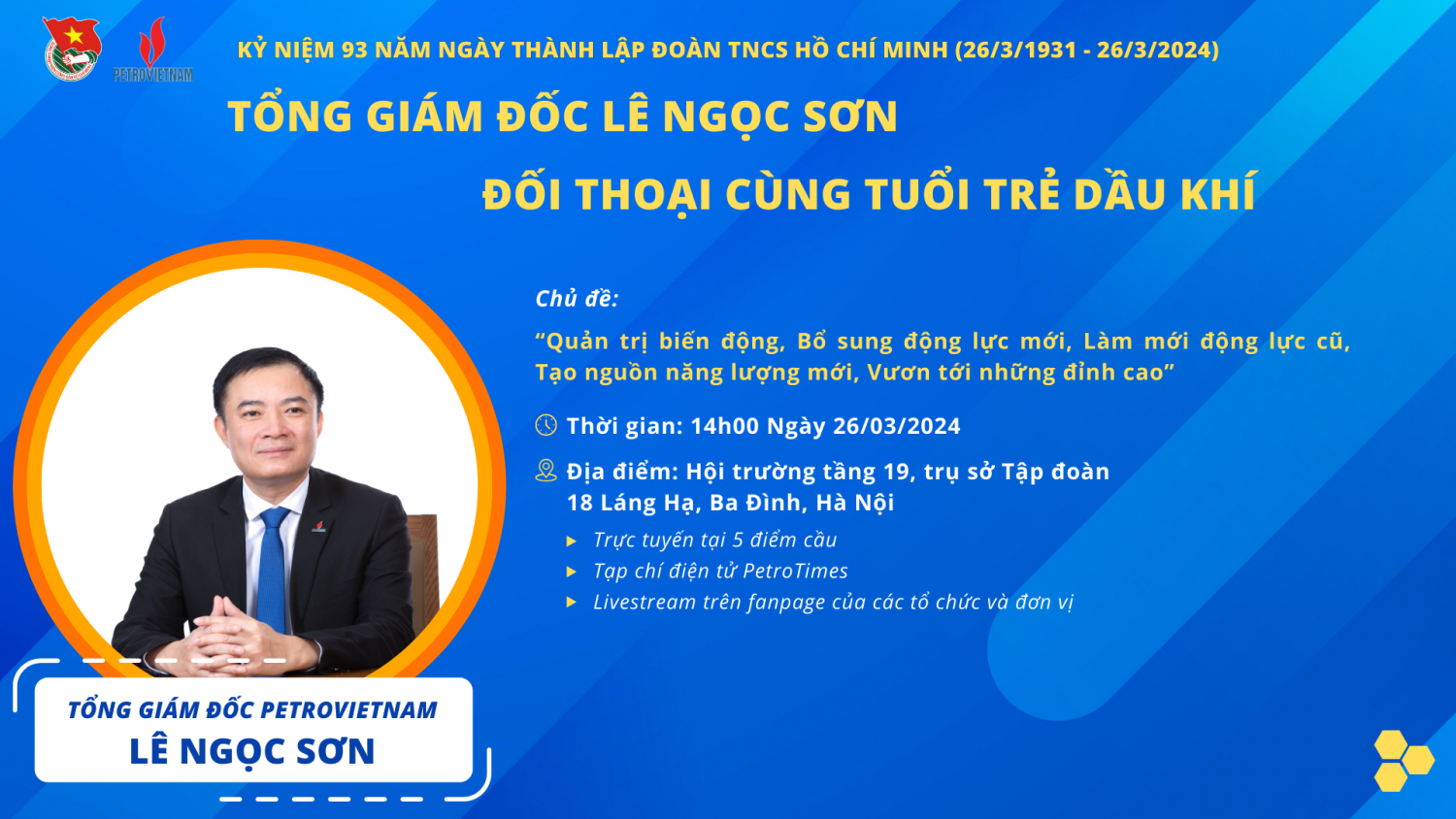 Tổng Giám đốc Petrovietnam Lê Ngọc Sơn đối thoại với đoàn viên, thanh niên Dầu khí về làm mới động lực cũ, bổ sung động lực mới