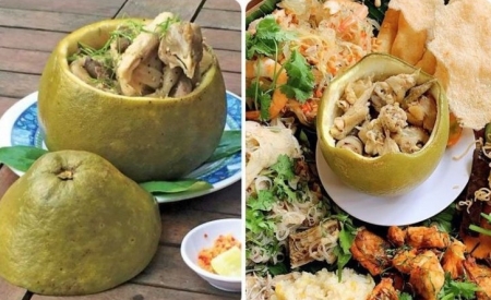 “Gà chui trái bưởi” - Món ăn chế biến độc đáo từ đất cù lao Tân Triều