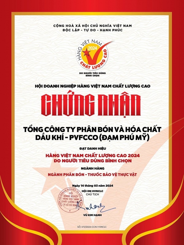 21 năm liên tiếp PVFCCo được vinh danh hàng Việt Nam chất lượng cao