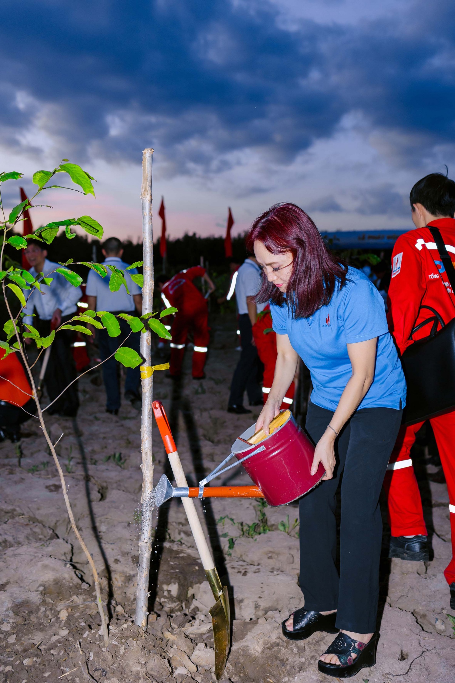 Bà Nghiêm Thùy Lan - Ủy viên BTV Đảng ủy Tập đoàn, Chủ tịch Công đoàn Dầu khí Việt Nam tham gia trồng cây